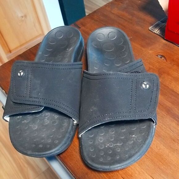 Vionic Kiwi Slides Womens Size 9 Adjustable Black - Picture 1 of 6